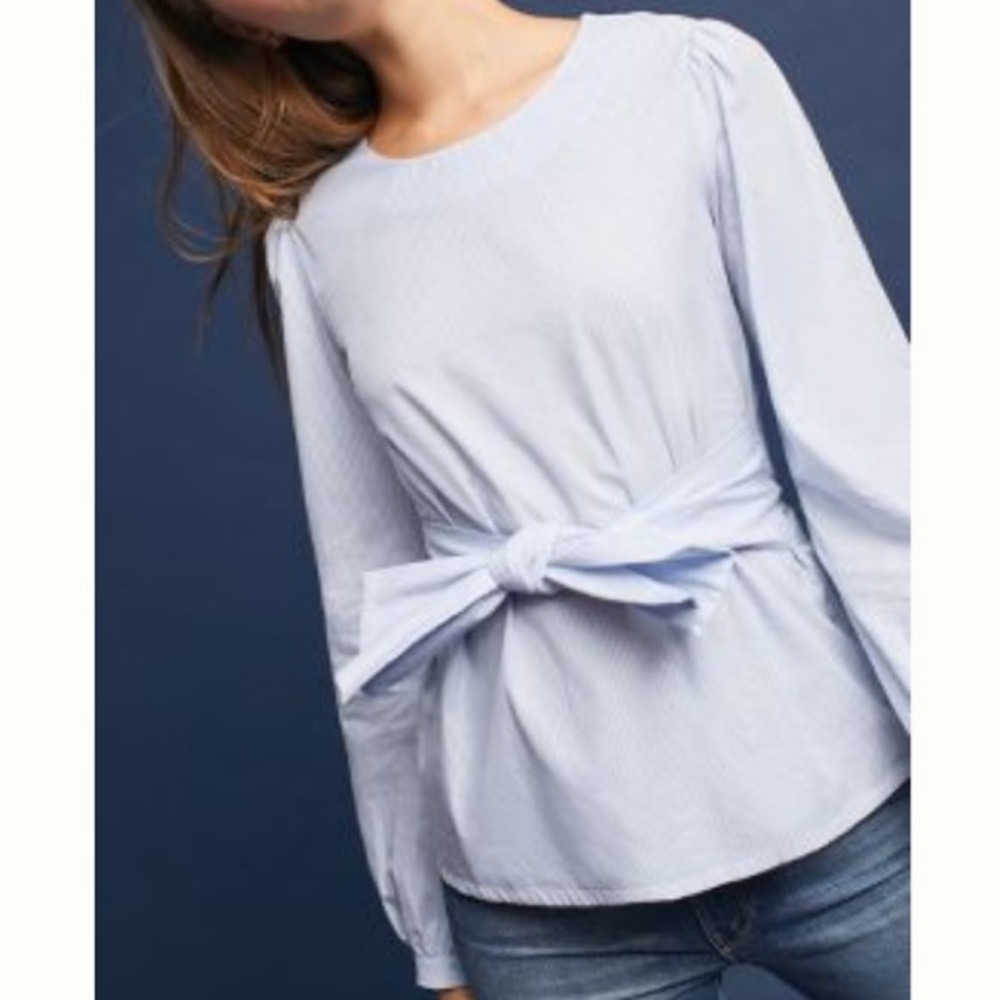 ❌SOLD❌Anthropologie See Worn Kept tie front blouse